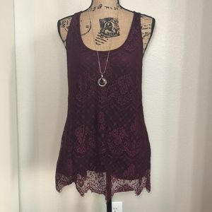 Lace Overlay Tank Top